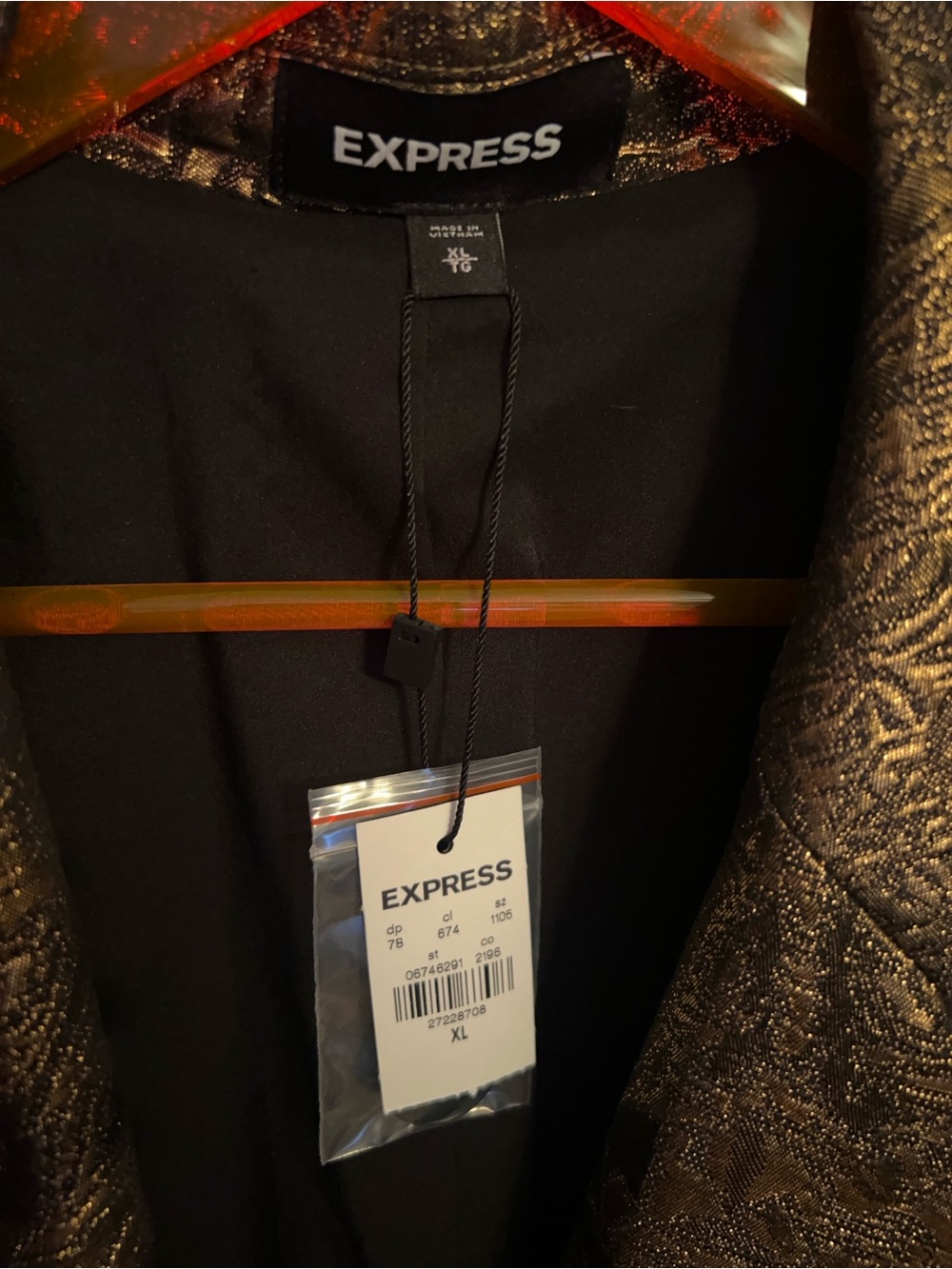 Express Metallic Bronze Brocade Blazer - Picture 3 of 7
